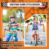 Liliful 5 Pcs Kids Bike Accessories Sets Include 2 Pcs Flame Bike Tassel Streamers Bell 2 Black and White Checkered Flags Pinwheel Toddler Kids Boys Girls Gift Decoration Kit view 3