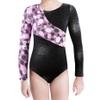 XiaoMoSha Toddler Girls Gymnastics Leotards 3t 4t Baby Kids Sport One Piece Longsleeve Dance Outfits Color Splicing Activewear Athletic Leotards,Purpleleopard 120(4-5Y) view 1