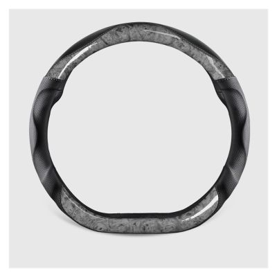 FUERU Car Steering Wheel Cover Set Car Steering Wheel Cover D Type Real Leather Wood Grain Breathable Moisture Removal Car Interior (Color : 2#)