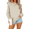 Jielayou Womens Casual Crewneck Sweatshirts Fall Long Sleeve Pullover Tops Drop Shoulder Oversized Sweatshirt Solid Color Ribbed Cuffs Hem Loose Fit Cute Tunic Tops Fall 2023 Trendy Clothes view 3