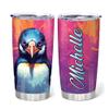 Hyturtle Personalized Gifts For Penguin Lover - Penguin Printed Custom Name Stainless Steel Tumbler 20oz With Lid - Idea Animal Lover Gifts For Women Girl kids On Birthday, Christmas view 1