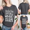 Fueled by Caffeine and Chaos Shirt Coffee Mom Sarcastic Mama Coffee Lover Addict T-Shirt #00083-87 view 2