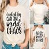 Fueled by Caffeine and Chaos Shirt Coffee Mom Sarcastic Mama Coffee Lover Addict T-Shirt #00083-107 view 2