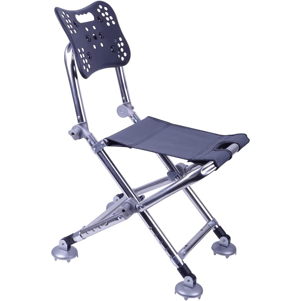 ZUMAHA Portable Fishing Chair for Slope Rock Shoal, Folding Camping Chair with Adjustable Back Legs and Liftable Legs Beach Chair