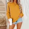 Jielayou Womens Casual Crewneck Sweatshirts Fall Long Sleeve Pullover Tops Drop Shoulder Oversized Sweatshirt Solid Color Ribbed Cuffs Hem Loose Fit Cute Tunic Tops Fall 2023 Trendy Clothes view 4