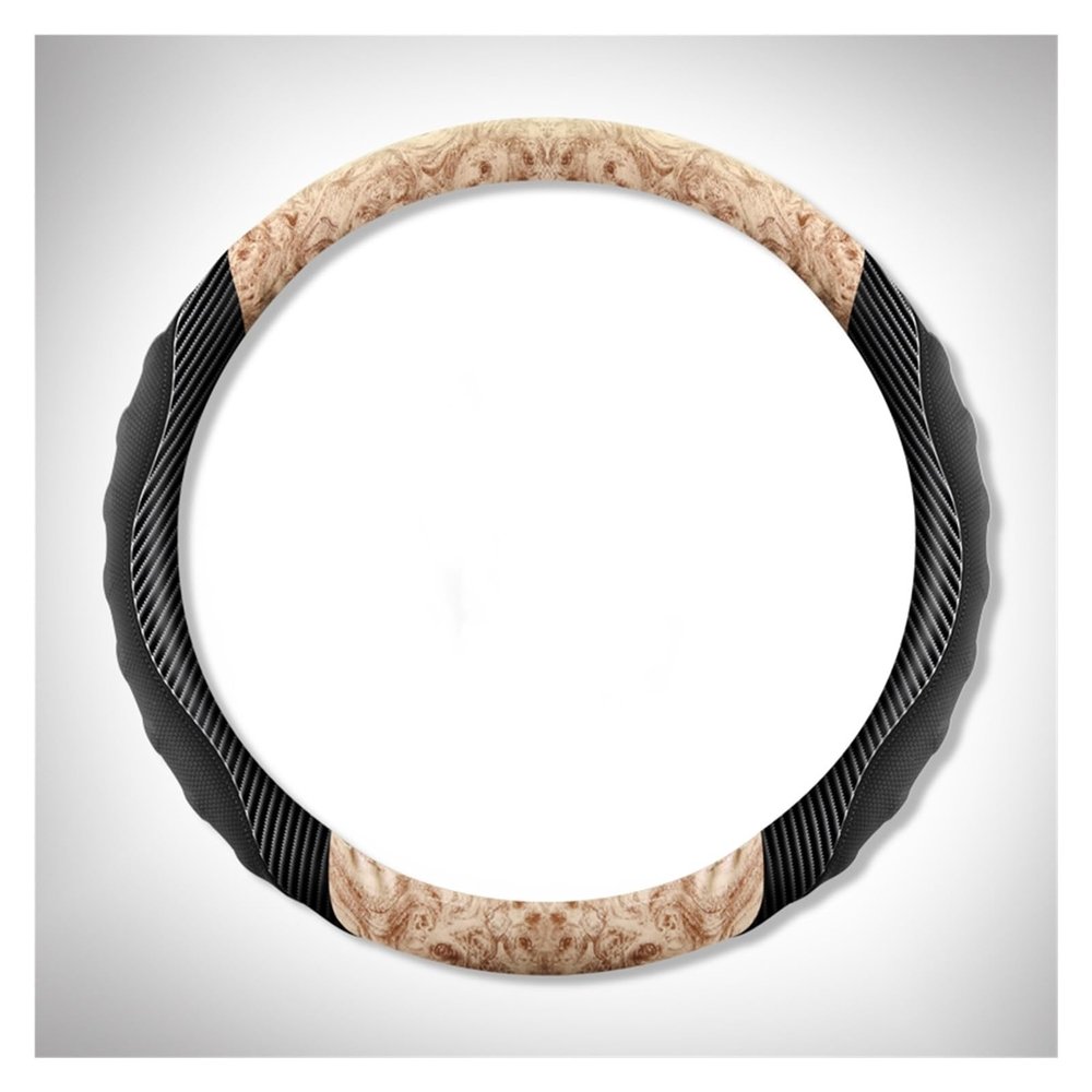 FUERU Car Steering Wheel Cover Set Car Steering Wheel Cover Carbon Fiber Leather Mahogany Grain Breathable Sweat-Absorbing Car Interior (Color : 1#)