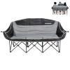 KingCamp 3 Person Camping Chair, Oversized 660lbs Heavy Duty Loveseat for Adults Portable Folding XL 2 Person Couch Padded Comfortable Three Seat with Cup Holder for Outdoor Lawn Backyard, Black/Grey view 1