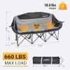 KingCamp 3 Person Camping Chair, Oversized 660lbs Heavy Duty Loveseat for Adults Portable Folding XL 2 Person Couch Padded Comfortable Three Seat with Cup Holder for Outdoor Lawn Backyard, Black/Grey view 3