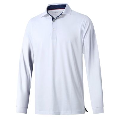 M MAELREG Golf Polo Shirts for Men Long Sleeve Lightweight 3 Button Quick Dry Performance Activewear Golf Polos for Men
