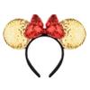 A Miaow 3D Black Mouse Sequin Ears Headband MM Glitter Butterfly Hair Clasp Park Supply Adults Women Photo Accessory (Golden and Red) view 1