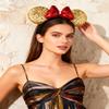 A Miaow 3D Black Mouse Sequin Ears Headband MM Glitter Butterfly Hair Clasp Park Supply Adults Women Photo Accessory (Golden and Red) view 3