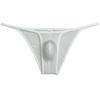 Jaxu Mens Ultra Tiny Bikini Briefs Underwear Male Contour Pouch Cheeky Briefs Open Side Ice Silk Underpants Sheer Bottoms White M view 1