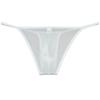 Jaxu Mens Ultra Tiny Bikini Briefs Underwear Male Contour Pouch Cheeky Briefs Open Side Ice Silk Underpants Sheer Bottoms White M view 3
