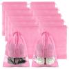 Large Pink Travel Shoe Bags - 10 Pcs, Non-Woven Drawstring with Clear Window (12.6" X 17.3") view 1