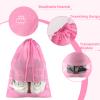 Large Pink Travel Shoe Bags - 10 Pcs, Non-Woven Drawstring with Clear Window (12.6" X 17.3") view 3