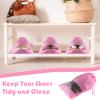 Large Pink Travel Shoe Bags - 10 Pcs, Non-Woven Drawstring with Clear Window (12.6" X 17.3") view 4