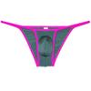 Jaxu Mens Ultra Tiny Bikini Briefs Underwear Male Contour Pouch Cheeky Briefs Open Side Ice Silk Underpants Sheer Bottoms Black Green L view 1