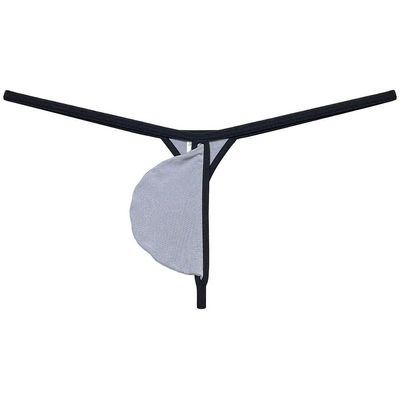Jaxu Men's Ultra Tiny String Thong Underwear Teardrop-shaped Pouch Tangas Minimum Coverage Underpants Ice Silk T-back Light Gray XL