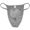 Jaxu Men's Bodybuilding Posing String Bikini Briefs Underwear Male Contour Pouch Cheeky Briefs Silky Soft Thin Underpants 2-Pack(Gray,Wine Red) L view 2