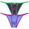 Jaxu Mens Ultra Tiny Bikini Briefs Underwear Male Contour Pouch Cheeky Briefs Open Side Ice Silk Underpants Sheer Bottoms 2-Pack(Purple,Light Blue) XL view 1