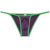 Jaxu Mens Ultra Tiny Bikini Briefs Underwear Male Contour Pouch Cheeky Briefs Open Side Ice Silk Underpants Sheer Bottoms 2-Pack(Purple,Light Blue) XL view 2