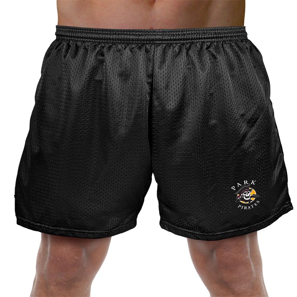 Campus Lab Park University Primary Mark Men's Adult Athletic Gym Shorts 7" Inseam, Black, 2X-Large
