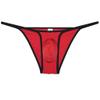 Jaxu Mens Ultra Tiny Bikini Briefs Underwear Male Contour Pouch Cheeky Briefs Open Side Ice Silk Underpants Sheer Bottoms Red XL view 1