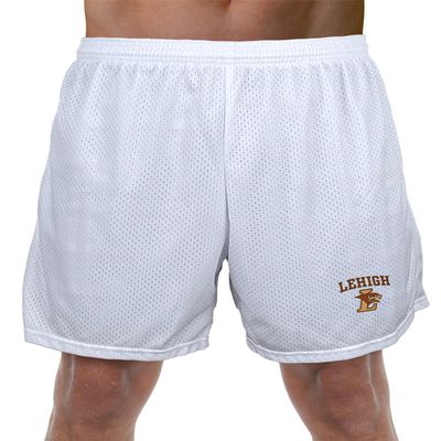 Campus Lab Lehigh University Primary Mark Men's Adult Athletic Gym Shorts 7" Inseam, White, 2X-Large