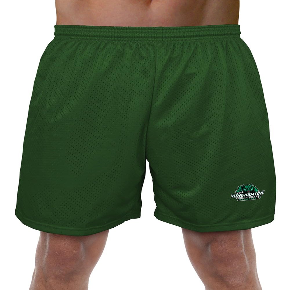 Campus Lab Binghamton University Primary Mark Men's Adult Athletic Gym Shorts 7" Inseam, Hunter Green, 2X-Large