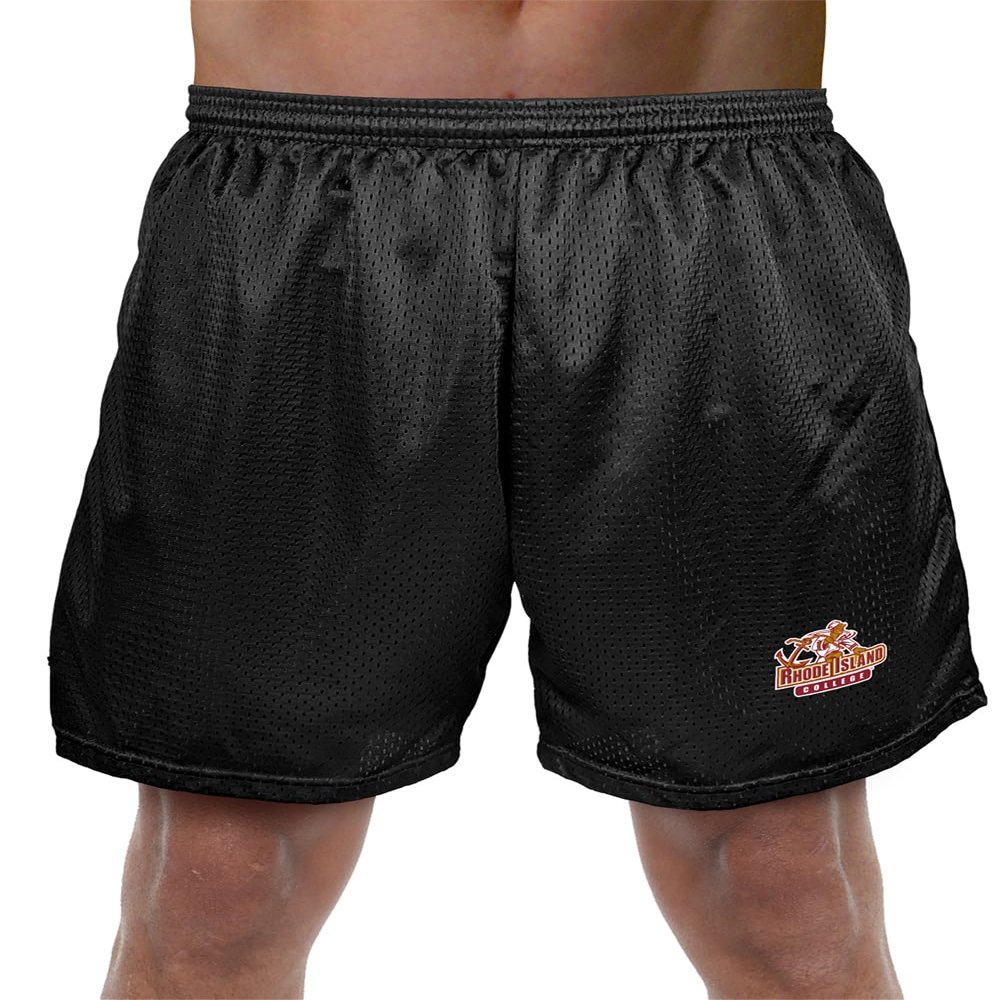 Campus Lab Rhode Island College Primary Mark Men's Adult Athletic Gym Shorts 7" Inseam, Black, Small