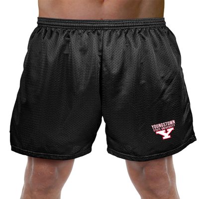 Campus Lab Youngstown State University Primary Mark Men's Adult Athletic Gym Shorts 7" Inseam, Black, Large