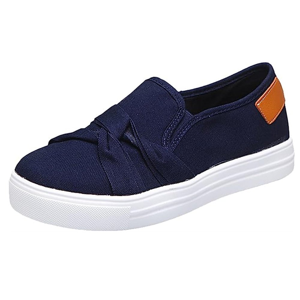 Ladmiple Platform Shoes For Women 70S Style Womens Low Top Canvas Sneakers Slip On Casual Walking Shoes Dressy Summer Fashion Comfortable Non Slip Flats Loafers
