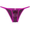 Jaxu Mens Ultra Tiny Bikini Briefs Underwear Male Contour Pouch Cheeky Briefs Open Side Ice Silk Underpants Sheer Bottoms Wine Red M view 1