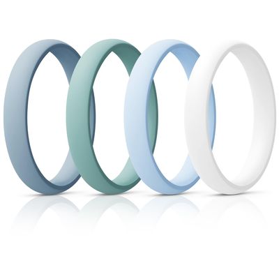 Egnaro Women's Bridal Rings Sets, Thin and Stackable Rings Silicone Women Wedding BandsRubber Promise Rings for Gift, Anniversary Ring for Work Out- 2.5mm Width - 1.8mm Thick