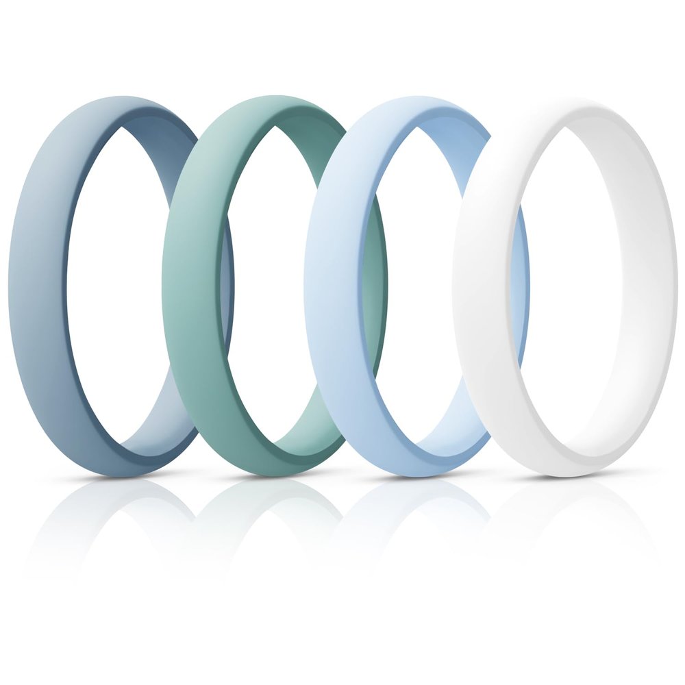 Egnaro Women's Bridal Rings Sets, Thin and Stackable Rings Silicone Women Wedding BandsRubber Promise Rings for Gift, Anniversary Ring for Work Out- 2.5mm Width - 1.8mm Thick