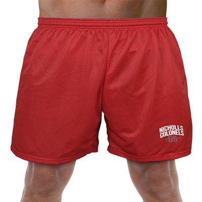 Nicholls State University Primary Mark Men's Adult Athletic Gym Shorts 7" Inseam, Red, Small
