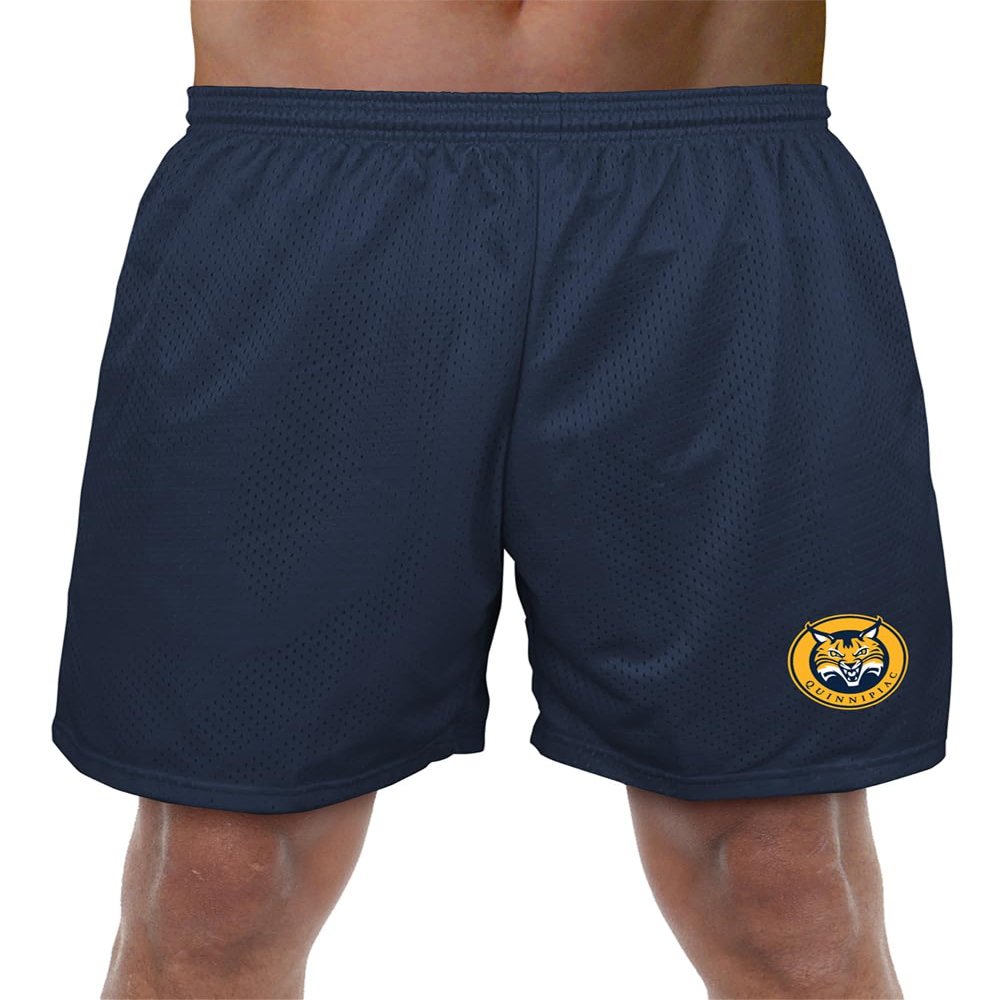Campus Lab Quinnipiac University Primary Mark Men's Adult Athletic Gym Shorts 7" Inseam, Navy, Medium