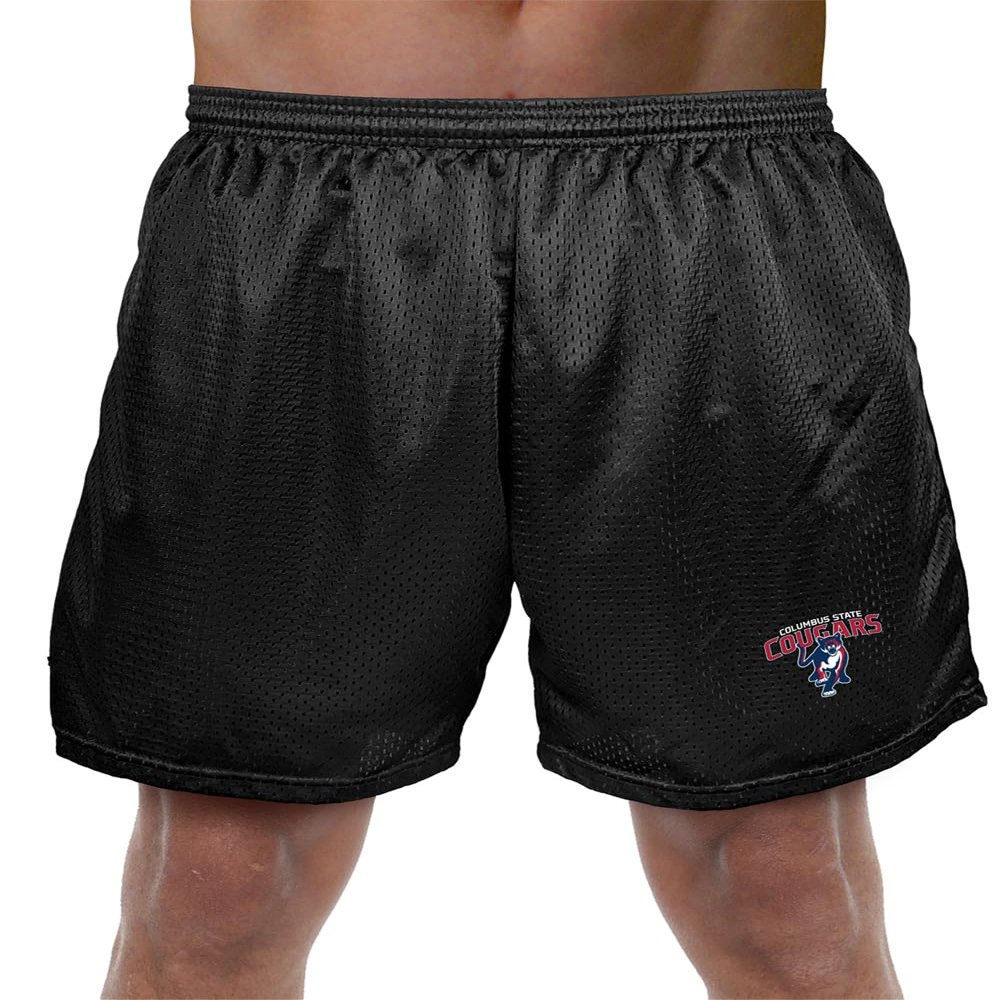 Campus Lab Columbus State University Primary Mark Men's Adult Athletic Gym Shorts 7" Inseam, Black, Medium