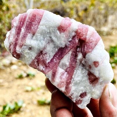 AtkitS Natural Pink Tourmaline Decorative Gemstone Quartz Crystal Mineral Specimen Spiritual Therapy Degaussing for Home Office (Size : 100-150g)