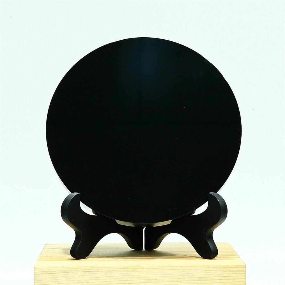 AtkitS Natural Obsidian Disc Mineral Quartz Crystal Feng Shui Divining Mirror Degaussing Home Decor Meditation Gems (Size : 20cm)