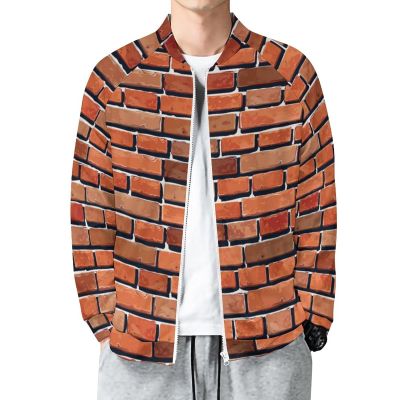 Red Brick Wall Men's Lightweight Jacket Zippered Outwear Track Jackets Casual Coat