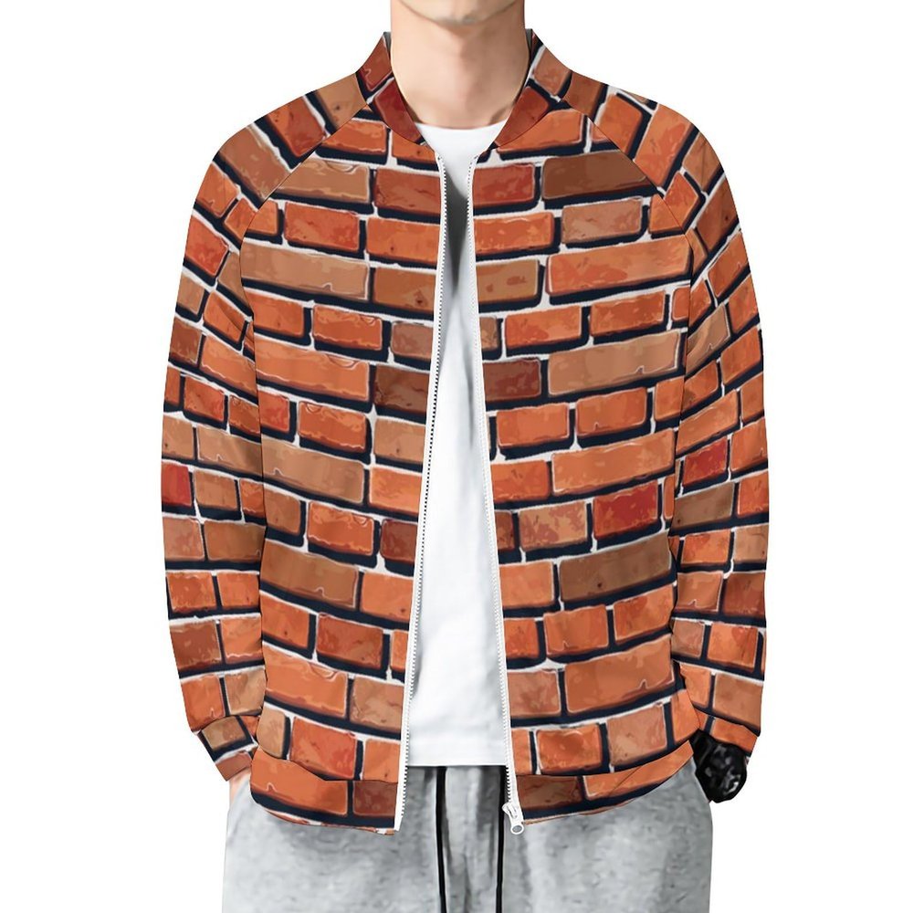Red Brick Wall Men's Lightweight Jacket Zippered Outwear Track Jackets Casual Coat