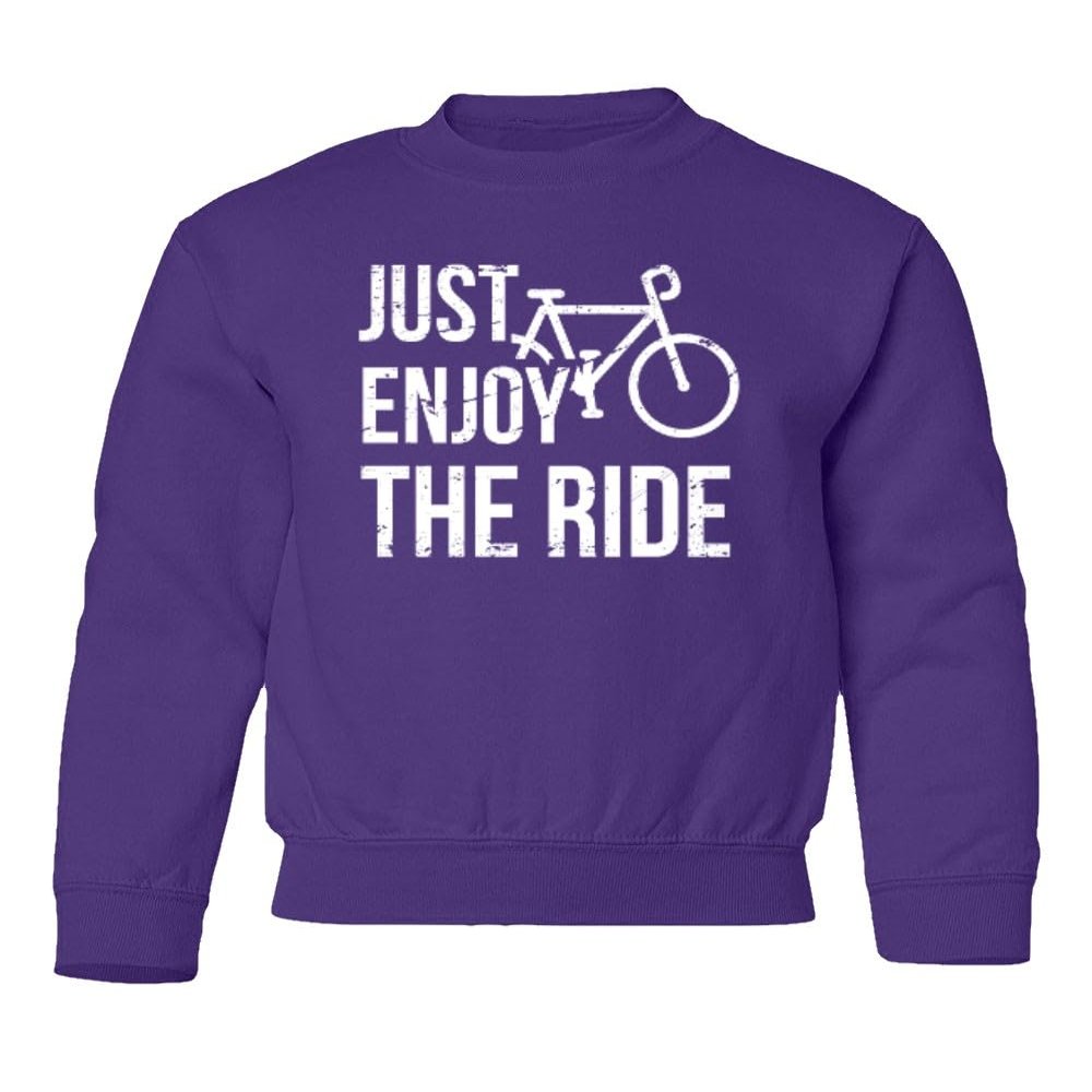 superhotapparel Just Enjoy The Ride France 2023 Bicycle Racing Tour Youth Crewneck Sweatshirt (Purple, Youth Medium)