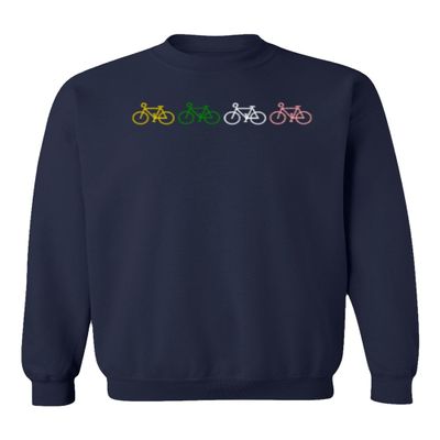 superhotapparel France 2023 Bicycle Racing Tour Leader Color Bikes Unisex Crewneck Sweatshirt (Navy, Small)