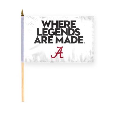 AGAS Small Bama Crimson Tide UA Where Legends are Made Stick Flags - 6x9 inch Single-Layered Printed Wrap Knitted Polyester Fabric - 17" Wood Pole - Miniature 6"x9" Crimson Tide Alabama Bama Handheld Stick Flag