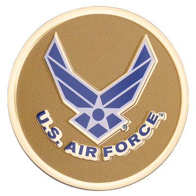 SHOP AWARDS AND GIFTS 2 Inch United States Air Force Symbol Medallion Disc Decal Sticker with Peel and Stick Back, Military Decor, Gold, Pack of 1