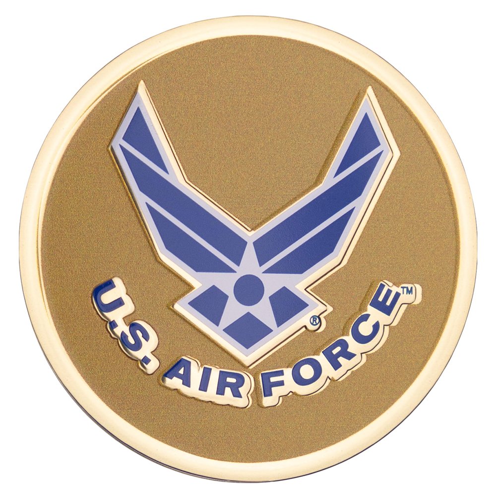 SHOP AWARDS AND GIFTS 2 Inch United States Air Force Symbol Medallion Disc Decal Sticker with Peel and Stick Back, Military Decor, Gold, Pack of 1