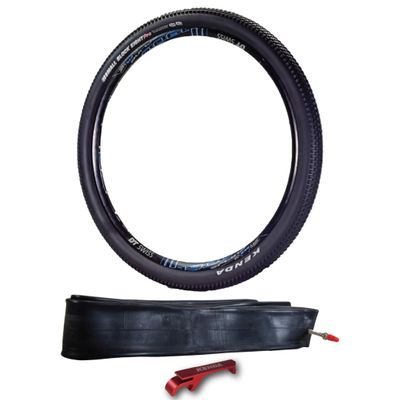 Kenda Small Block Eight Pro K1047 Bike Tire 27.5x2.10, 27.5 MTB Tire, Folding Bead, Tubeless Ready, Aggressive Tread for Trail & Cross-Country Riding + Kenda 27.5x2.00-2.40 Tube + Keychain