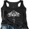 FENOMO Womens Mandala Vintage Graphic Racerback Tank Tops Summer Casual Loose O-Neck Tanks Vest Vacation Classic-Fit Shirt Cami (Mandala Lotus-black,L,Large) view 1