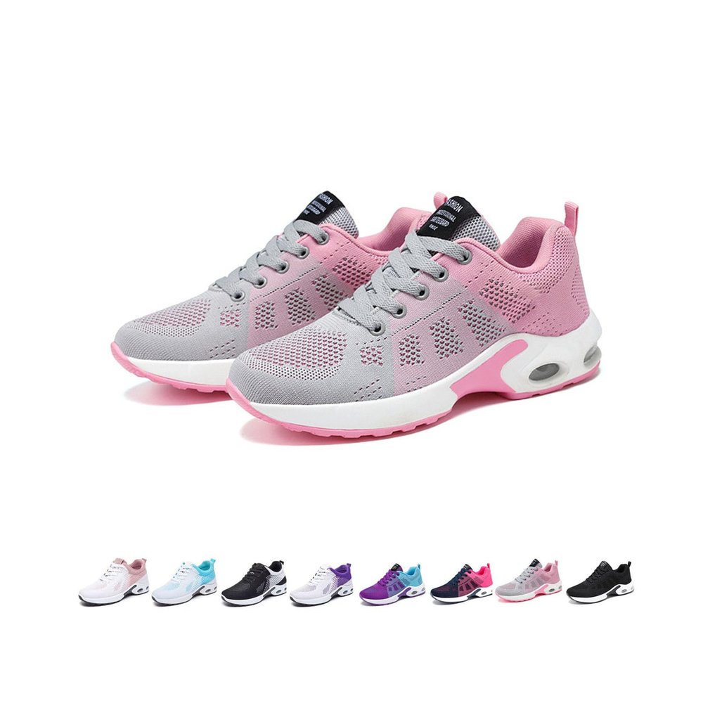 Women Orthopedic Sneakers Stylish Walking Shoes, 2023 New Air Running Shoes, Non Slip Walking Sneakers, Mesh Air Cushion Sneakers for Gym Workout Sports, D-pink+gray, 7.5